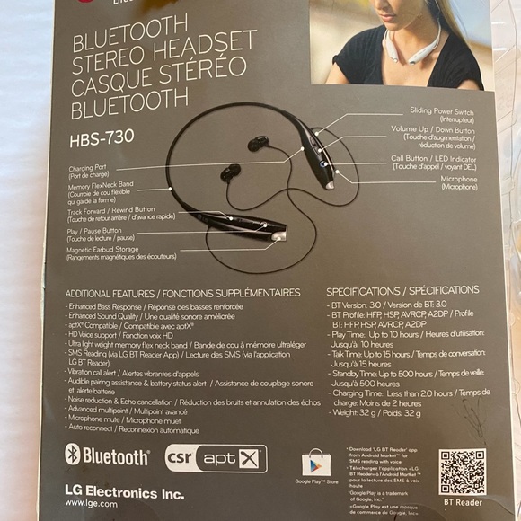 LG Bluetooth Stereo Headset HSB-730 - Picture 3 of 7